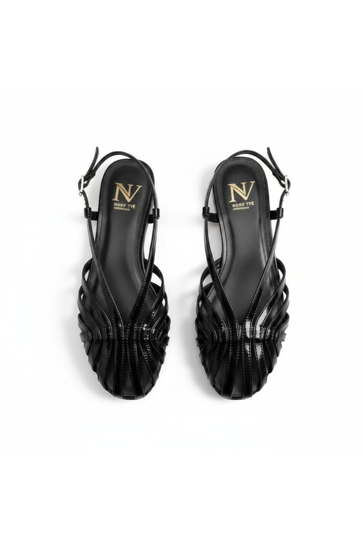 NE&VE SHOES Siyah Rugan Biye Kadın Günlük Sandalet