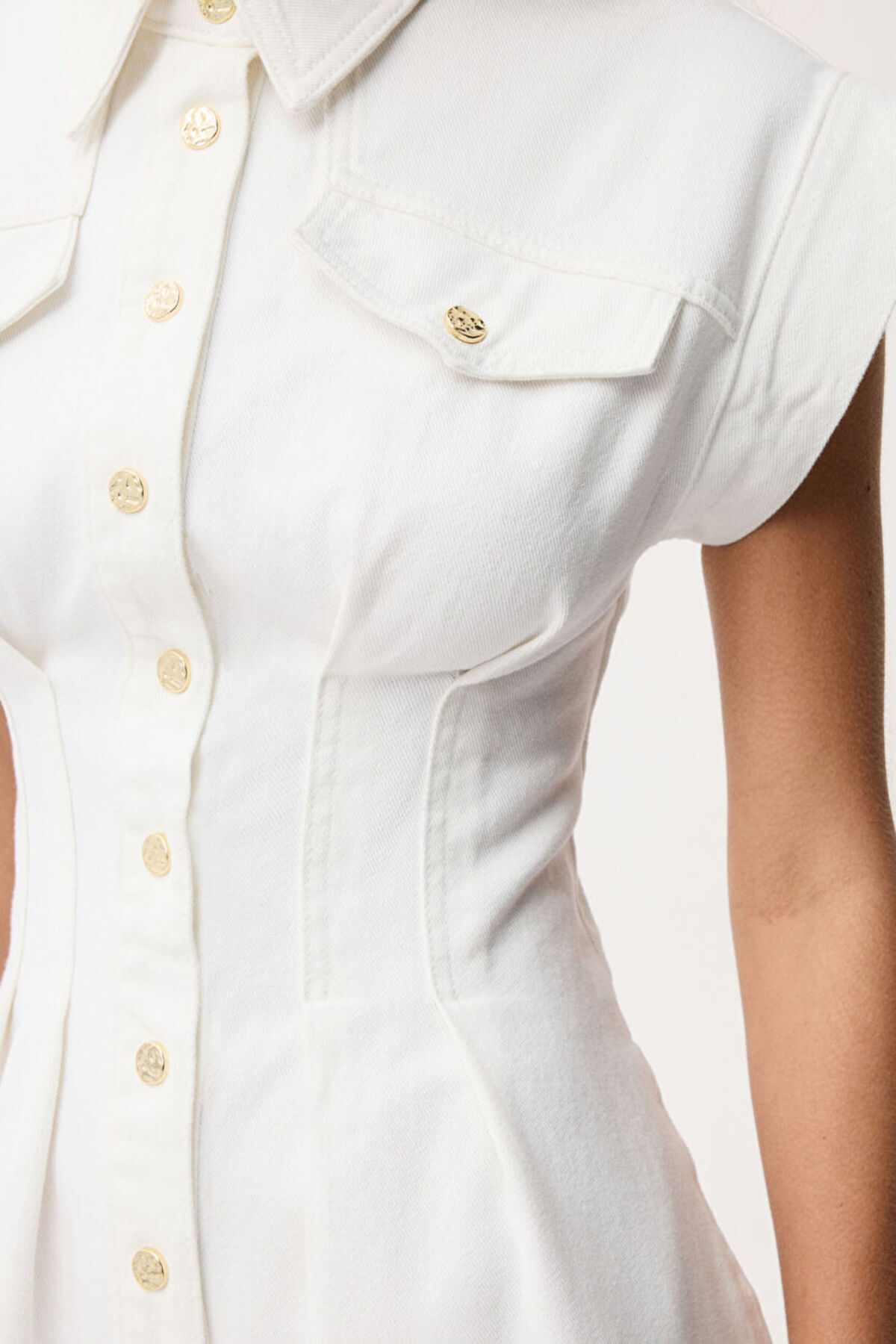 adL  Dikiş Detaylı Denim Elbise - Görsel 3