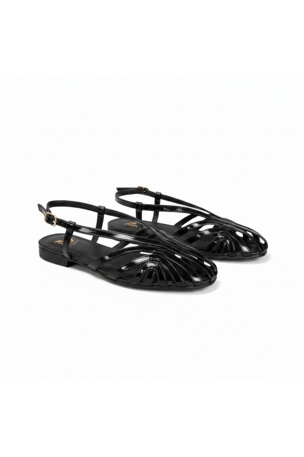NE&VE SHOES Siyah Rugan Biye Kadın Günlük Sandalet görsel 3