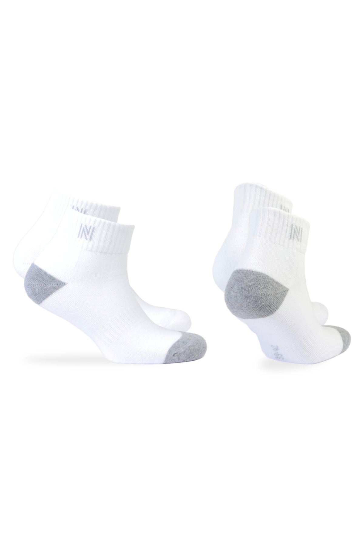 Montreal Extra Padded Cotton Casual Sports Socks 2-Pack Heel Grey-White
