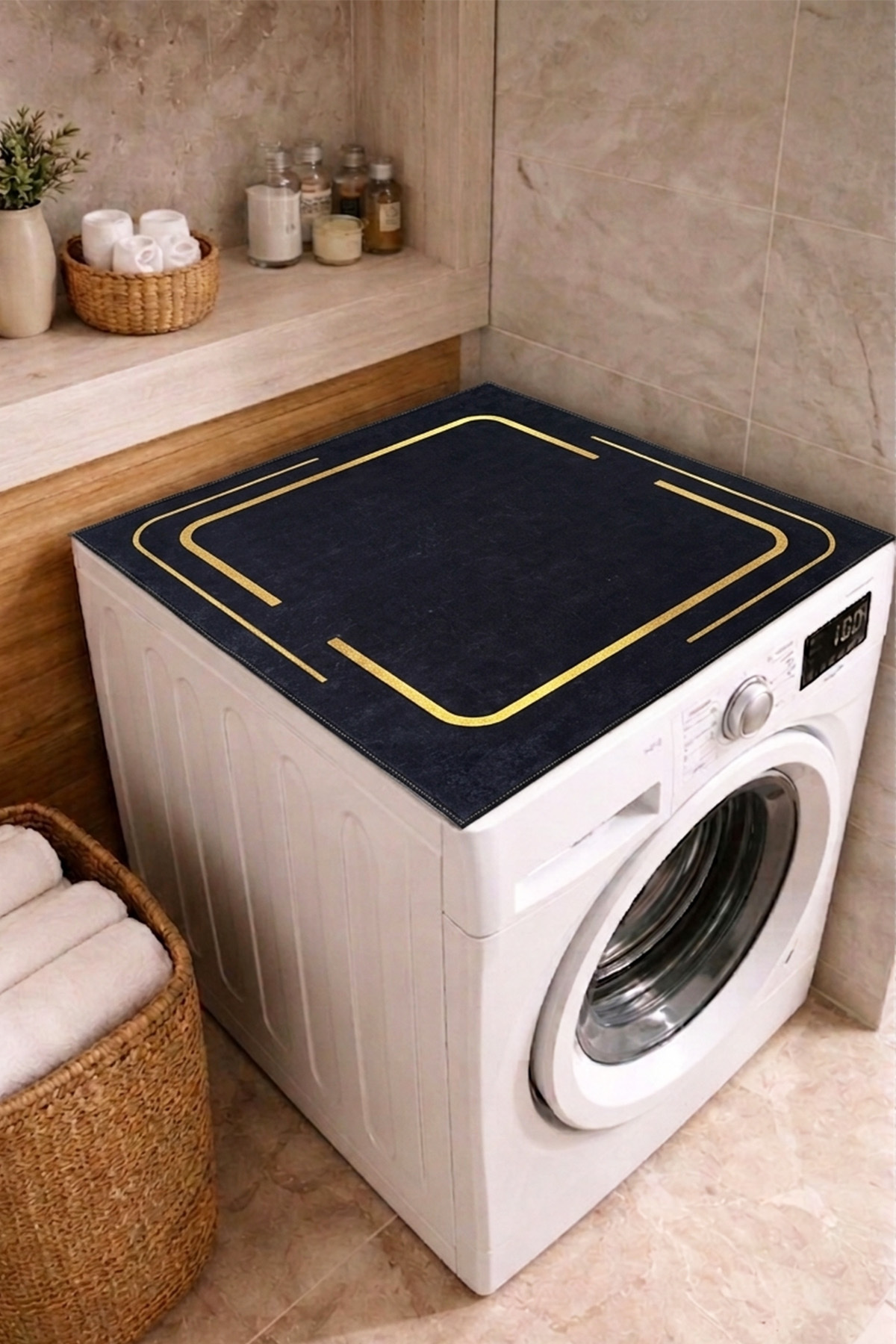 Digital Printed Washer & Dryer Mat Cover Protection Pad Anti-Slip Washable