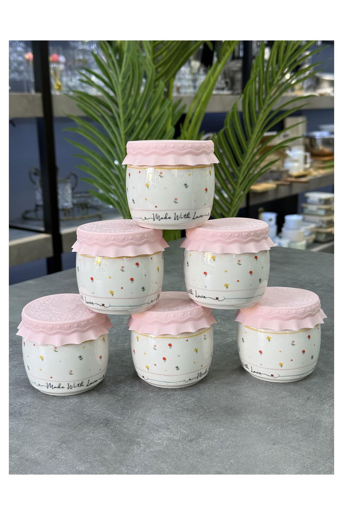 Silicone Lid Porcelain 200 ML 6-Piece Jar & Breakfast Set