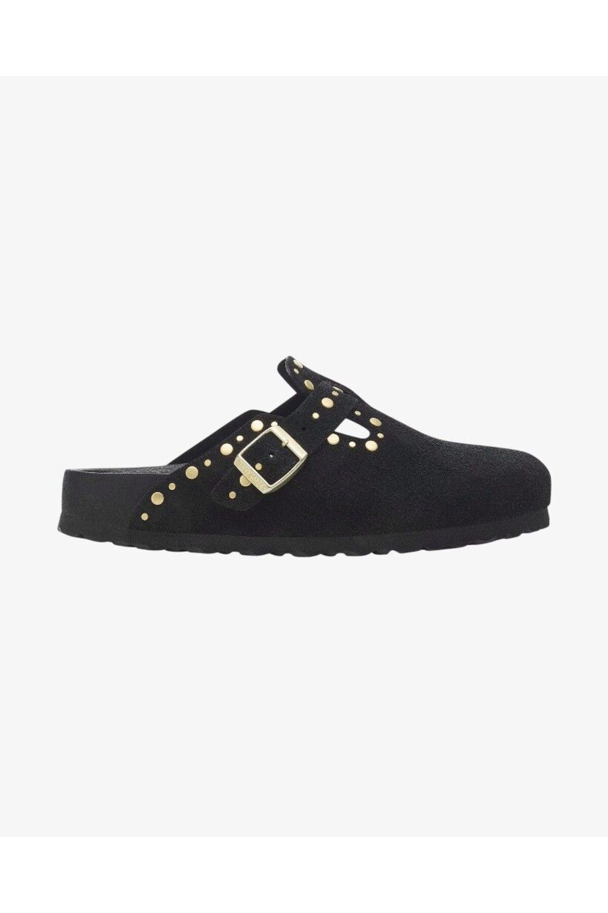 دمپایی زنانه مشکی/تفنگی بوستون ریوت EXQ VL کد 1027769 بیرکن استاک دمپایی Birkenstock