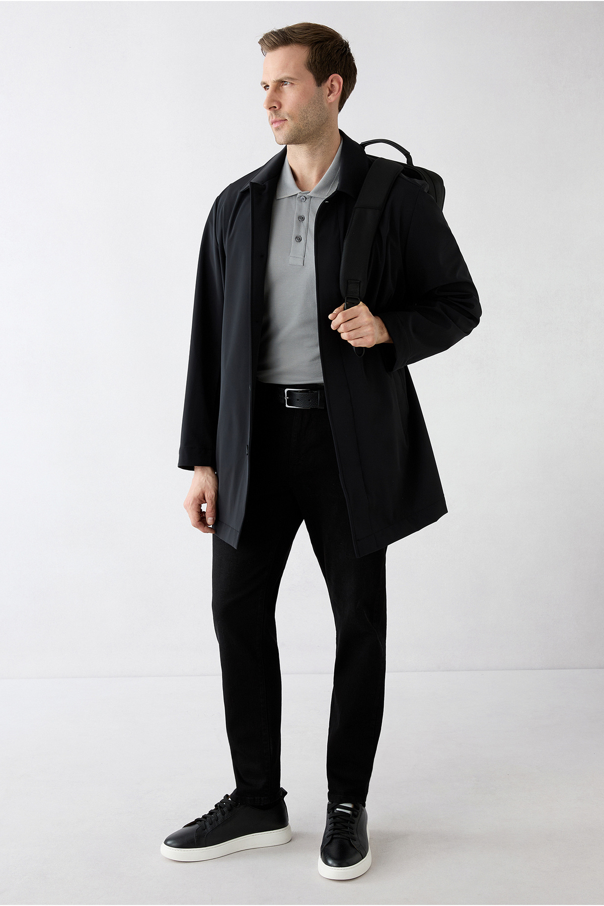 Kiğılı  Fermuar Cepli Düğmeli Klasik Pardösü & Trençkot - Görsel 7