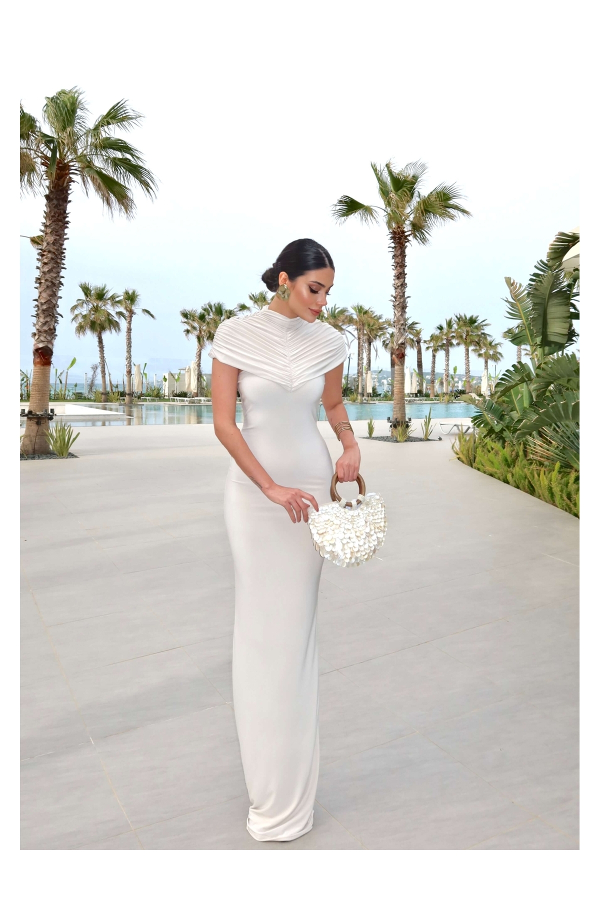 ESRAHELVACI  EH Collection Drape Yaka Maxi Elbise - Görsel 7