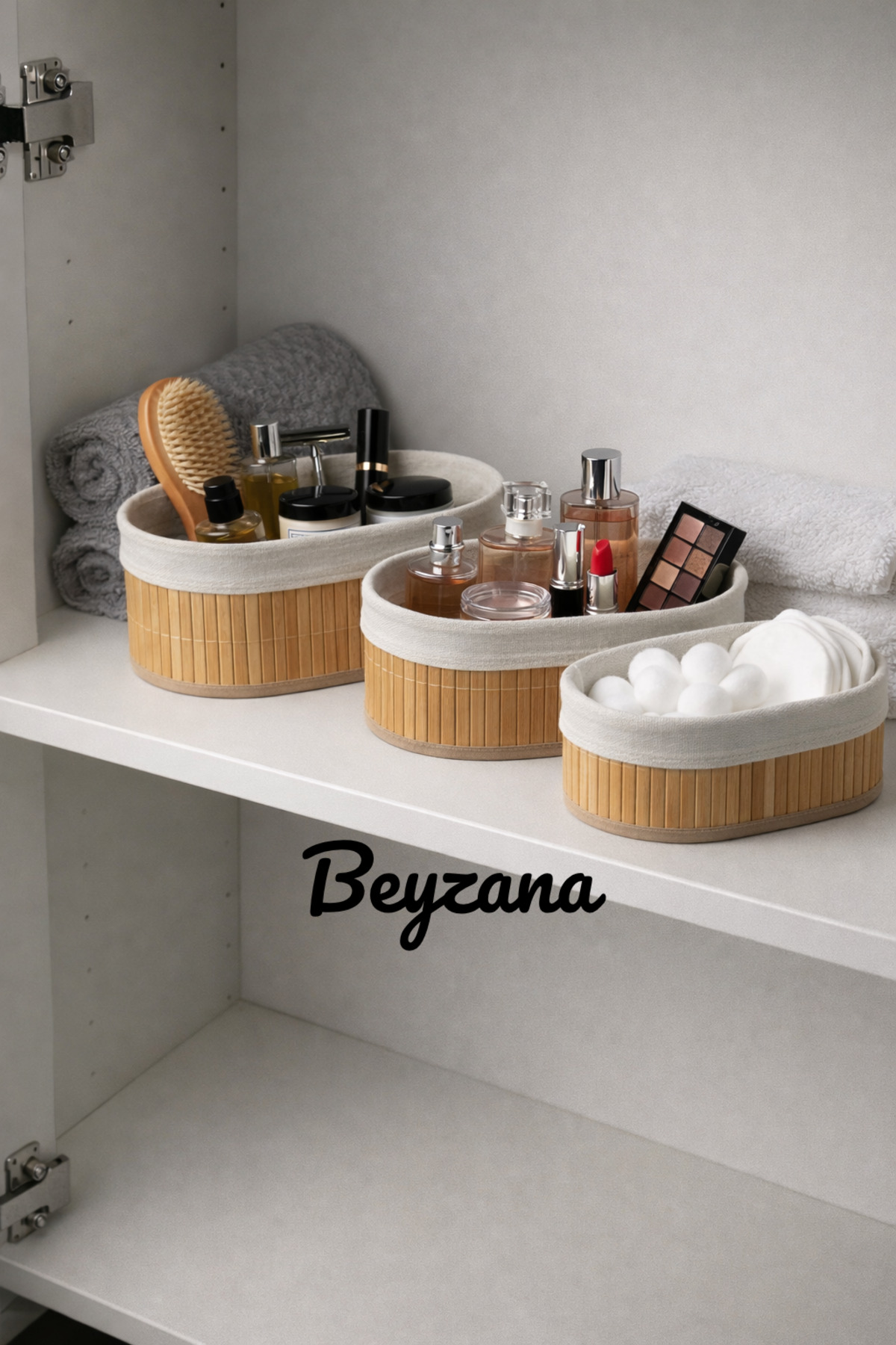 3-Piece Oval Pinterest Style Bamboo Basket | Multipurpose Use | Bamboo Wicker Basket