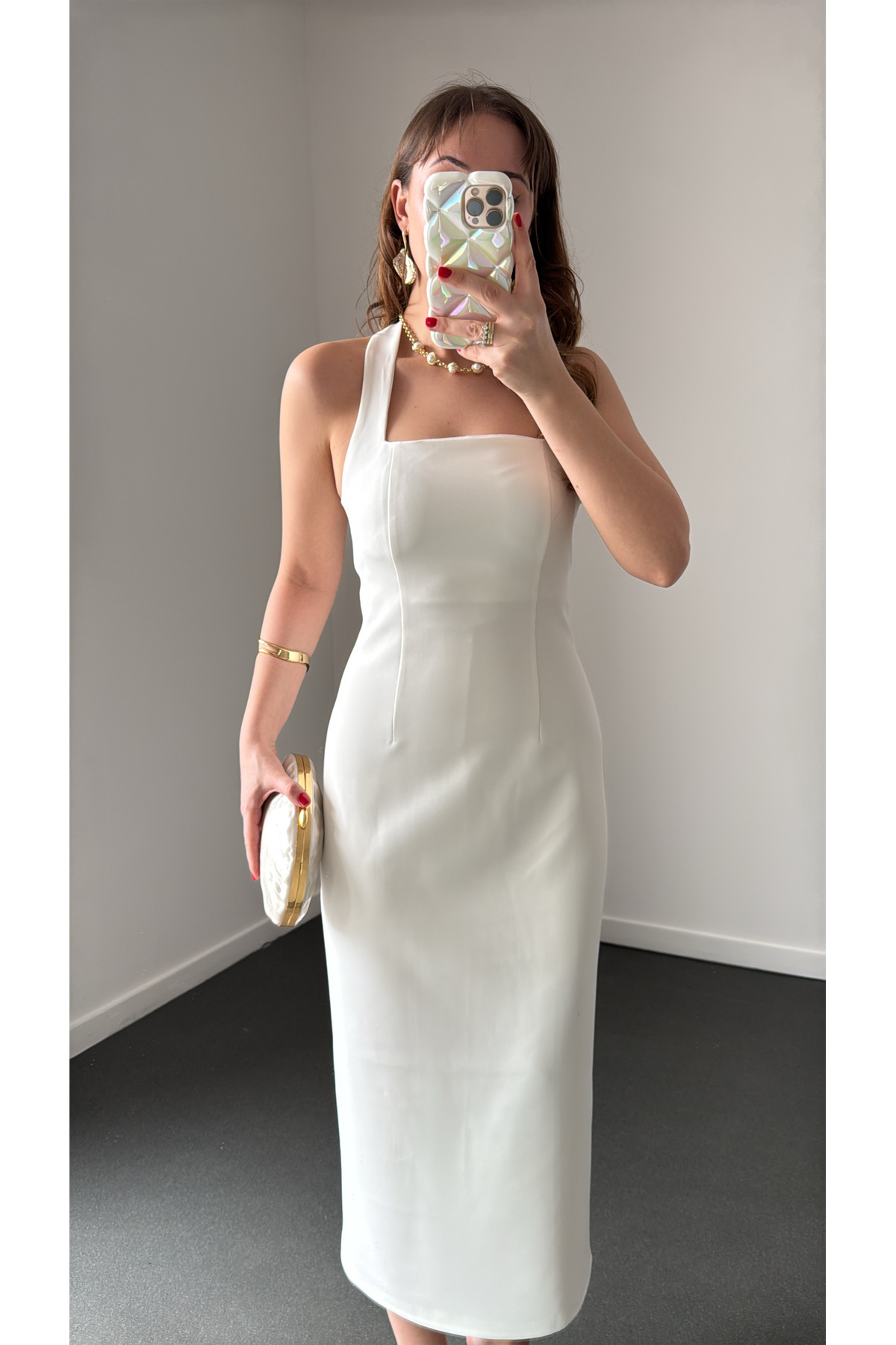 Narferita  Aurora Yaka Midi Kalem Elbise - Görsel 2