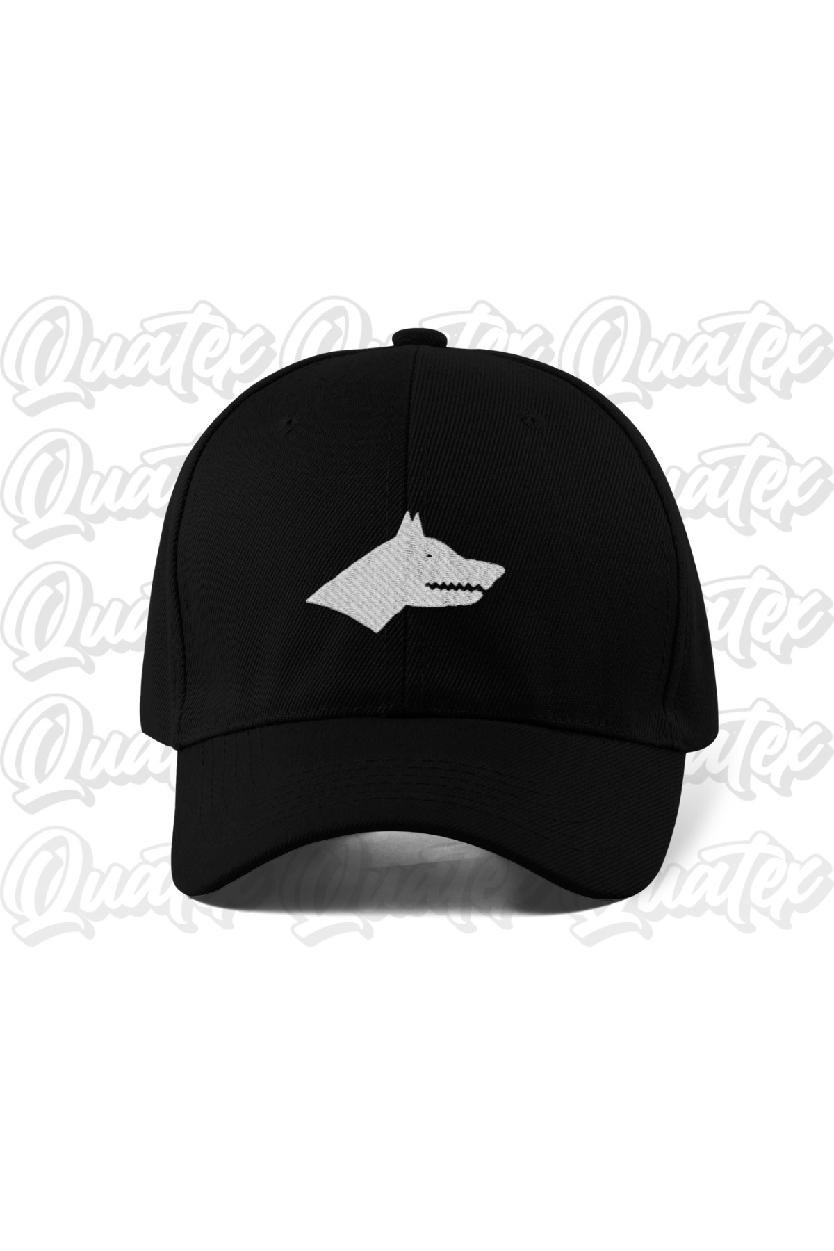 QUATEX Bozkurt Nakışlı Türk Şapka - Siyah Renk %100 Pamuk Gabardin Unisex Model Şapka