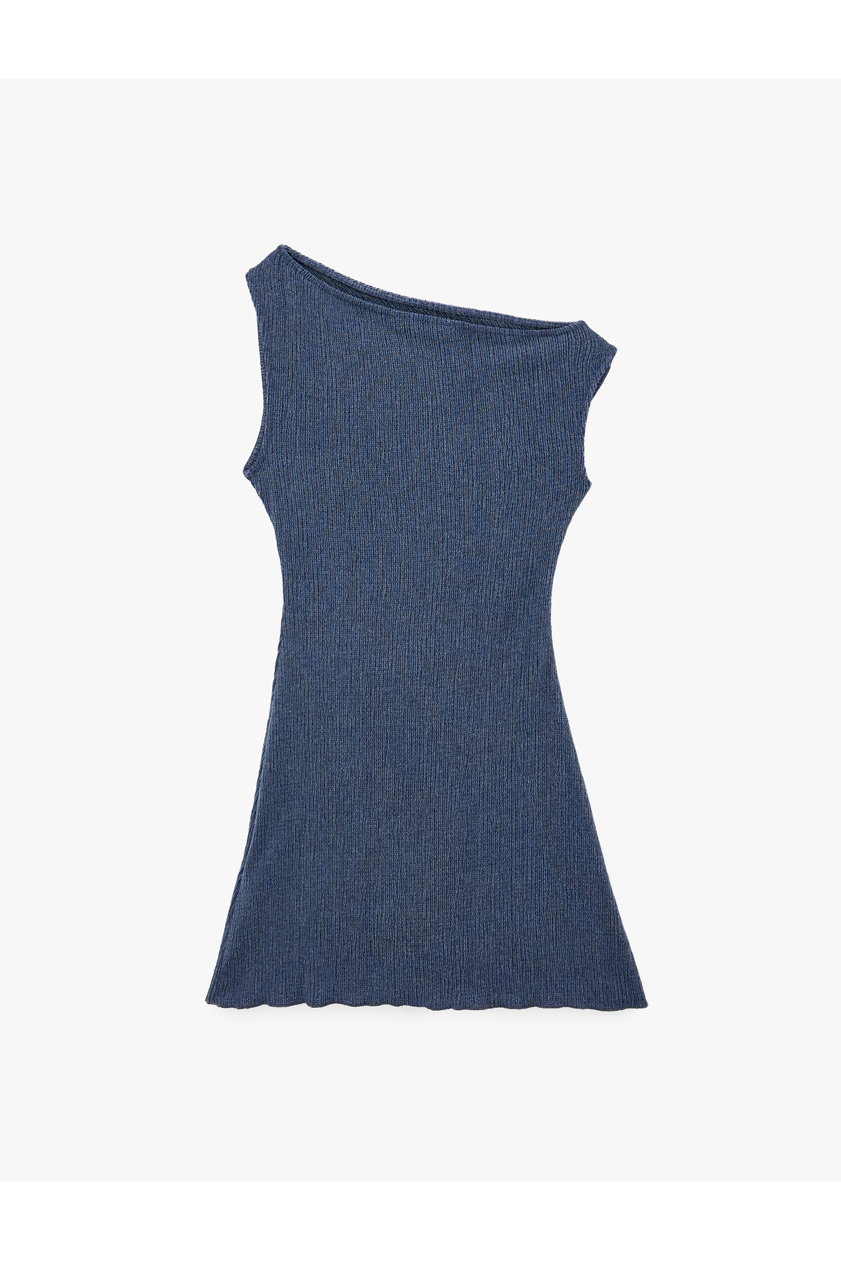 Koton  Bürümcük Kolsuz Kayık Yaka Büzgülü Asimetrik Mini Elbise - Görsel 2