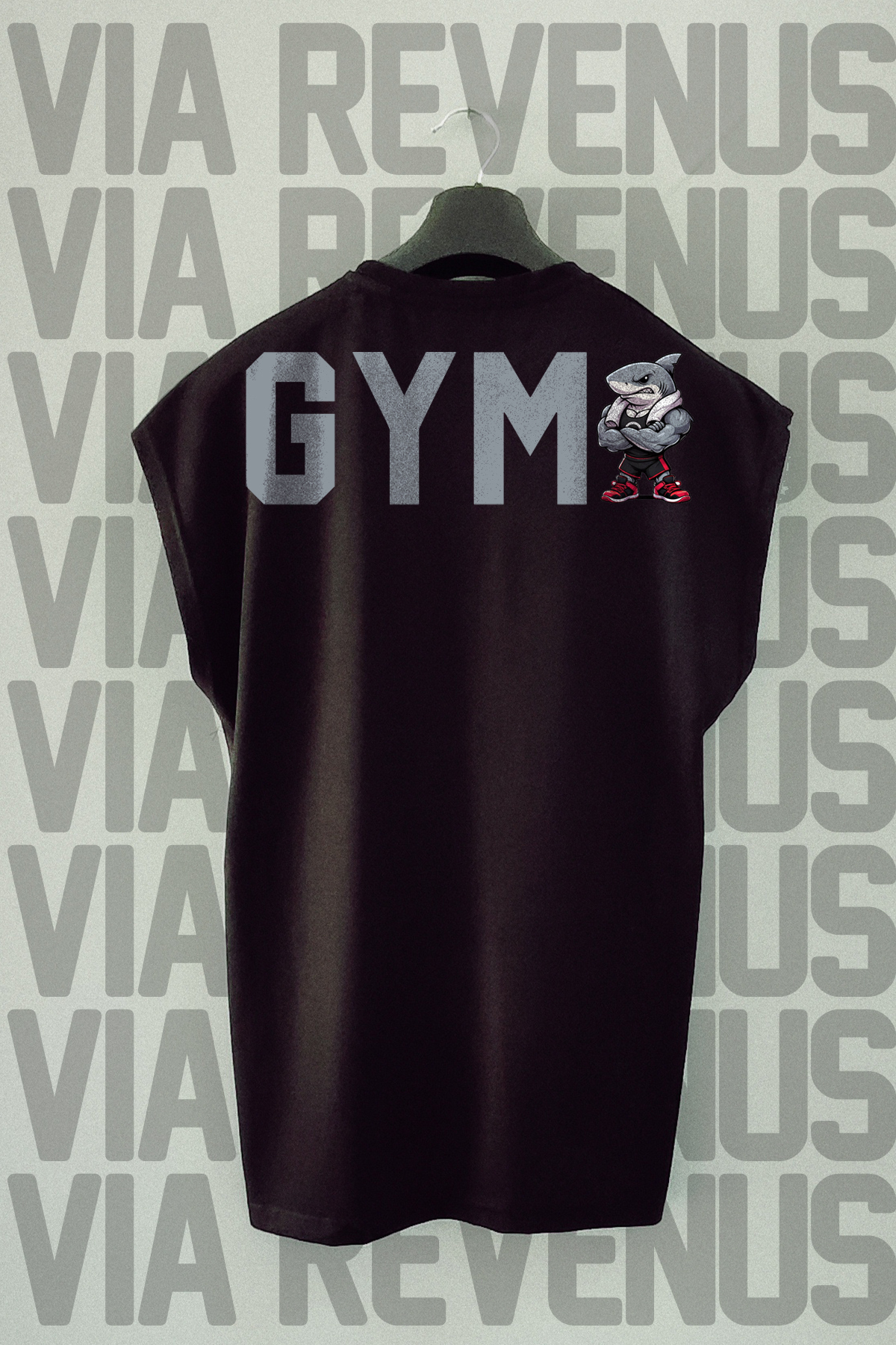 Vordevia Gym Front and Back Printed Zero Sleeve Crew Neck Sports Tshirt