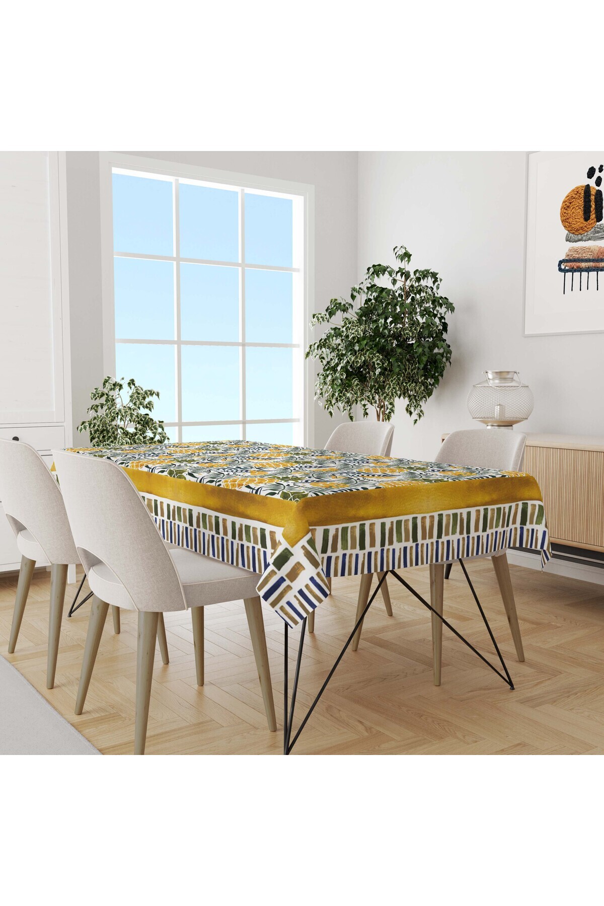 Beautiful Store Pineapple Pattern Worry-Free Slub Fabric Digital Printing Rectangle Tablecloth