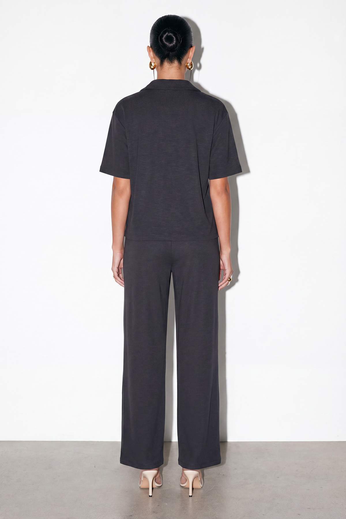 Trendyolmilla  Antrasit Polo Yaka Rahat Kalıp Modal Pike Alt - Üst Takım TDRSS26AU00020 - Görsel 4