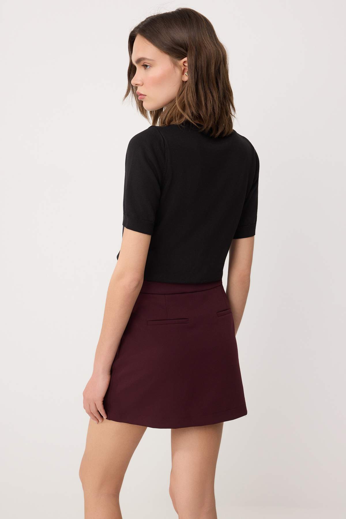 Trendyolmilla  Mürdüm Kemerli Etek Görünümlü Mini Şort & Bermuda TWOAW26SR00055 - Görsel 5