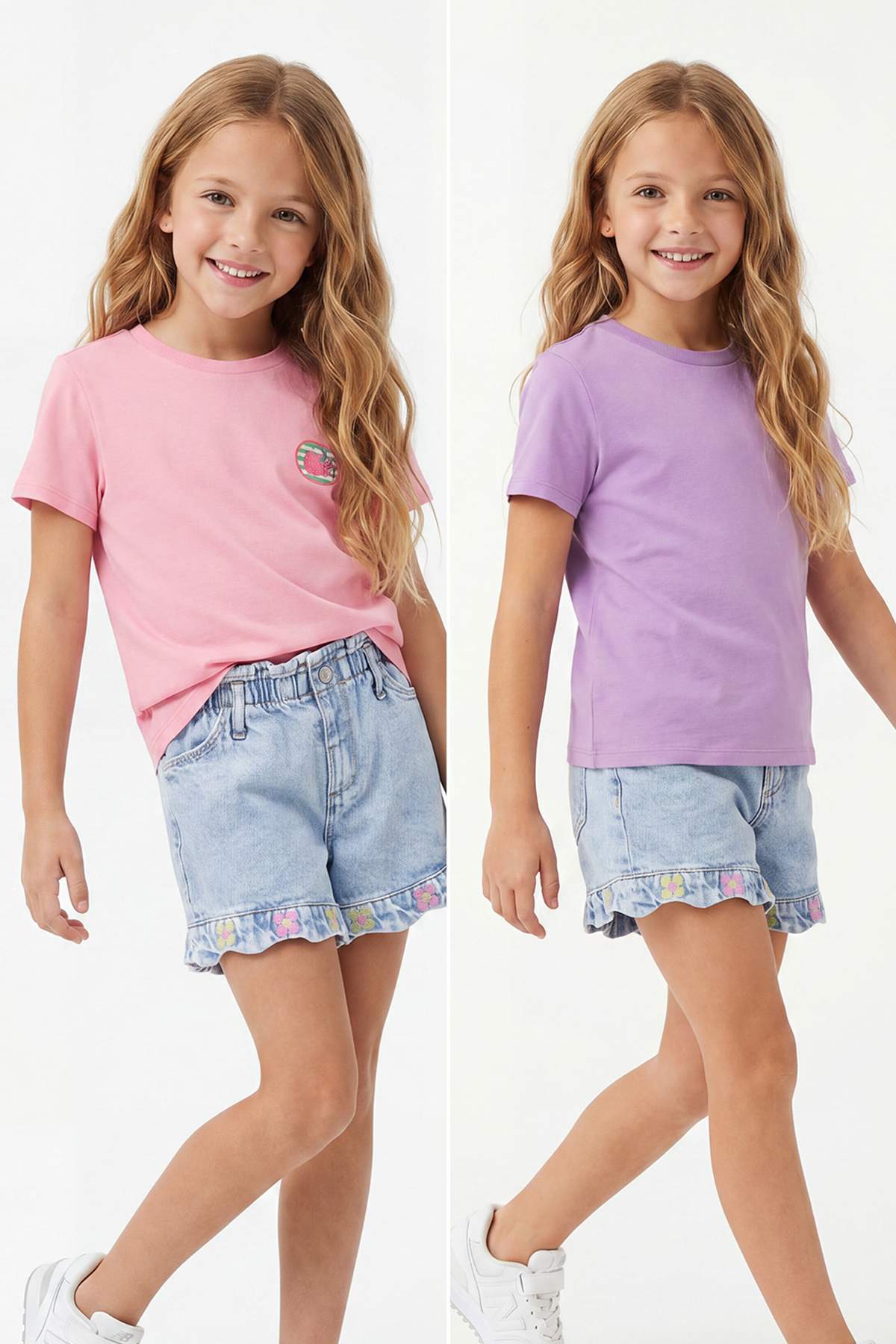 Trendyolmilla Kids Lila-Pembe Baskılı Örme T-Shirt TKDSS26TS00027