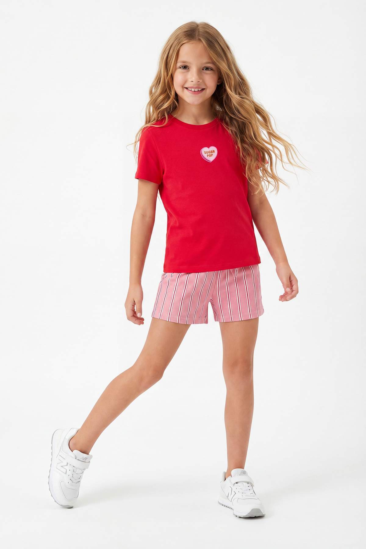 Trendyolmilla Kids Kırmızı Çizgili Örme 23 Nisan Kız Çocuk Alt - Üst Takım TKDSS26AU00028
