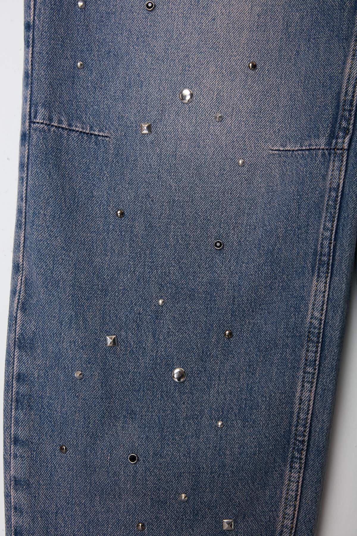 Trendyolmilla  Limited Edition Mavi DÖKÜMLÜ Taş Detaylı Yüksek Bel Baggy Jeans TWOSS26JE00243 - Görsel 2