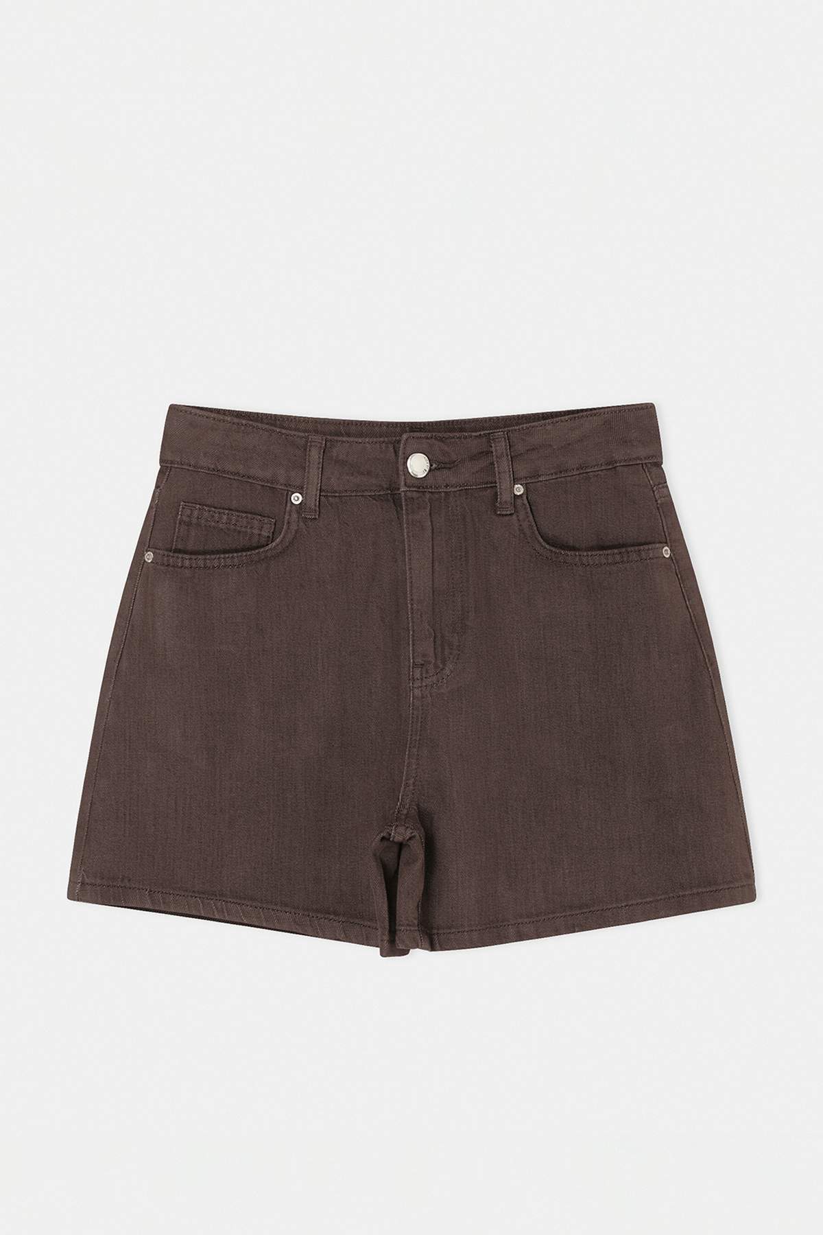 Trendyolmilla  Kahverengi Vintage Yıkama Yüksek Bel City Boy Denim Şort TWOSS26SR00068