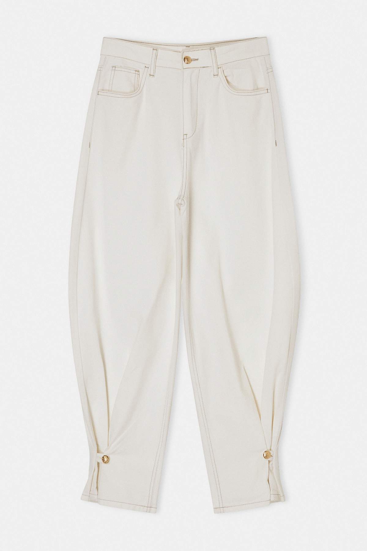 Trendyolmilla  Limited Edition Ekru Paça Detaylı Yüksek Bel Baggy Jeans TWOSS26JE00255