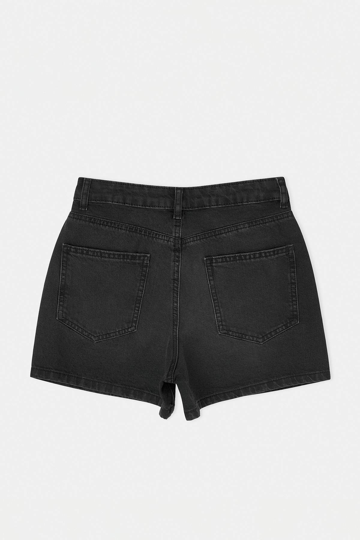 Trendyolmilla  Antrasit Yüksek Bel %100 Pamuk Denim City Şort TWOSS26SR00050 - Görsel 2