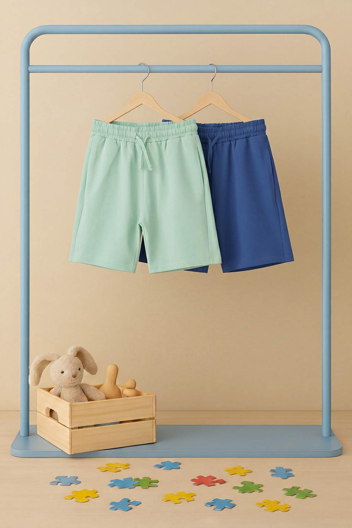 Trendyolmilla Kids Mint-Mavi Düz Örme Şort & Bermuda TKDSS25SR00003