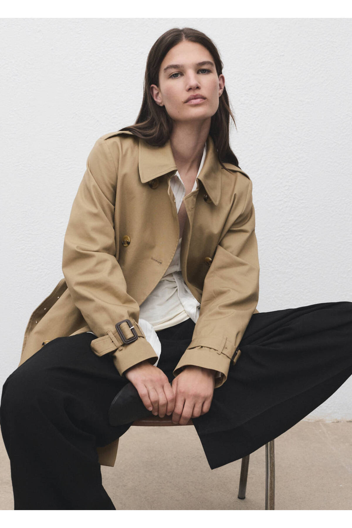 MANGO Woman Klasik kemerli trençkot görsel 7