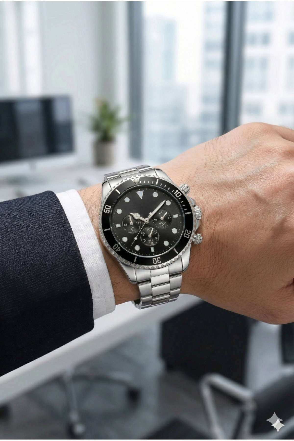 Güncel Vitrin  Gümüş Çelik Kasa Erkek Kol Saati - Görsel 4