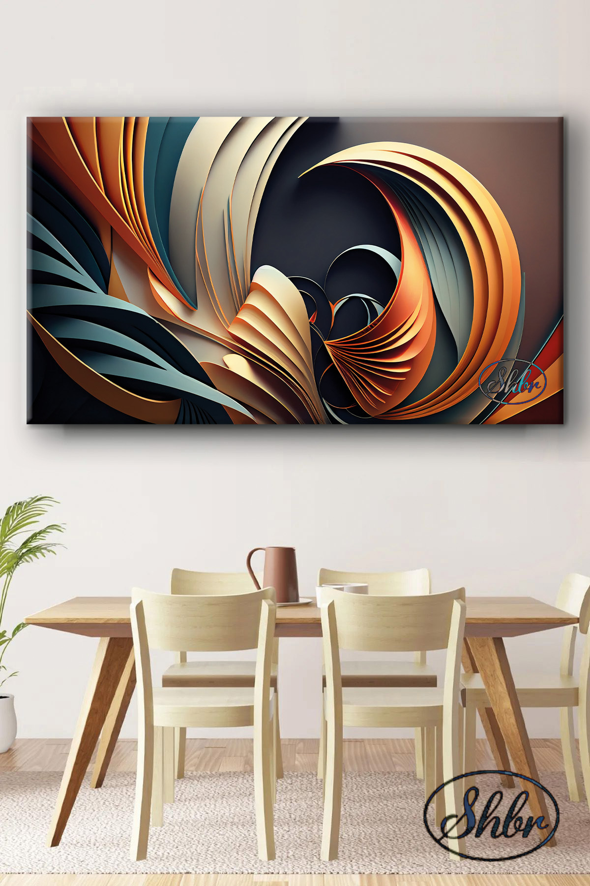 Single Horizontal Canvas Painting 3D Crescent Illustration Decorative Canvas Wall Table