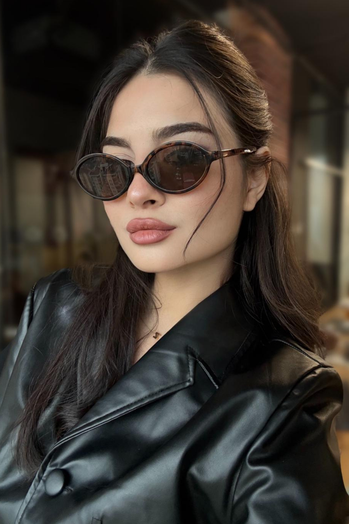 happy line Narrow oval cat eye güneş gözlüğü - ÖZEL DERİ KILIF SİLME BEZİ HEDİYELİ