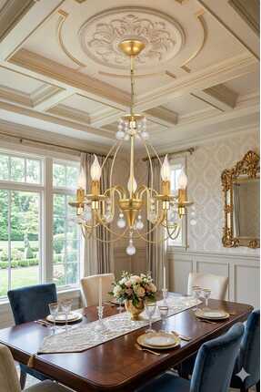 VK HOME AYDINLATMA Hümayun 5 Li Lüx Taşlı Avize (gold)