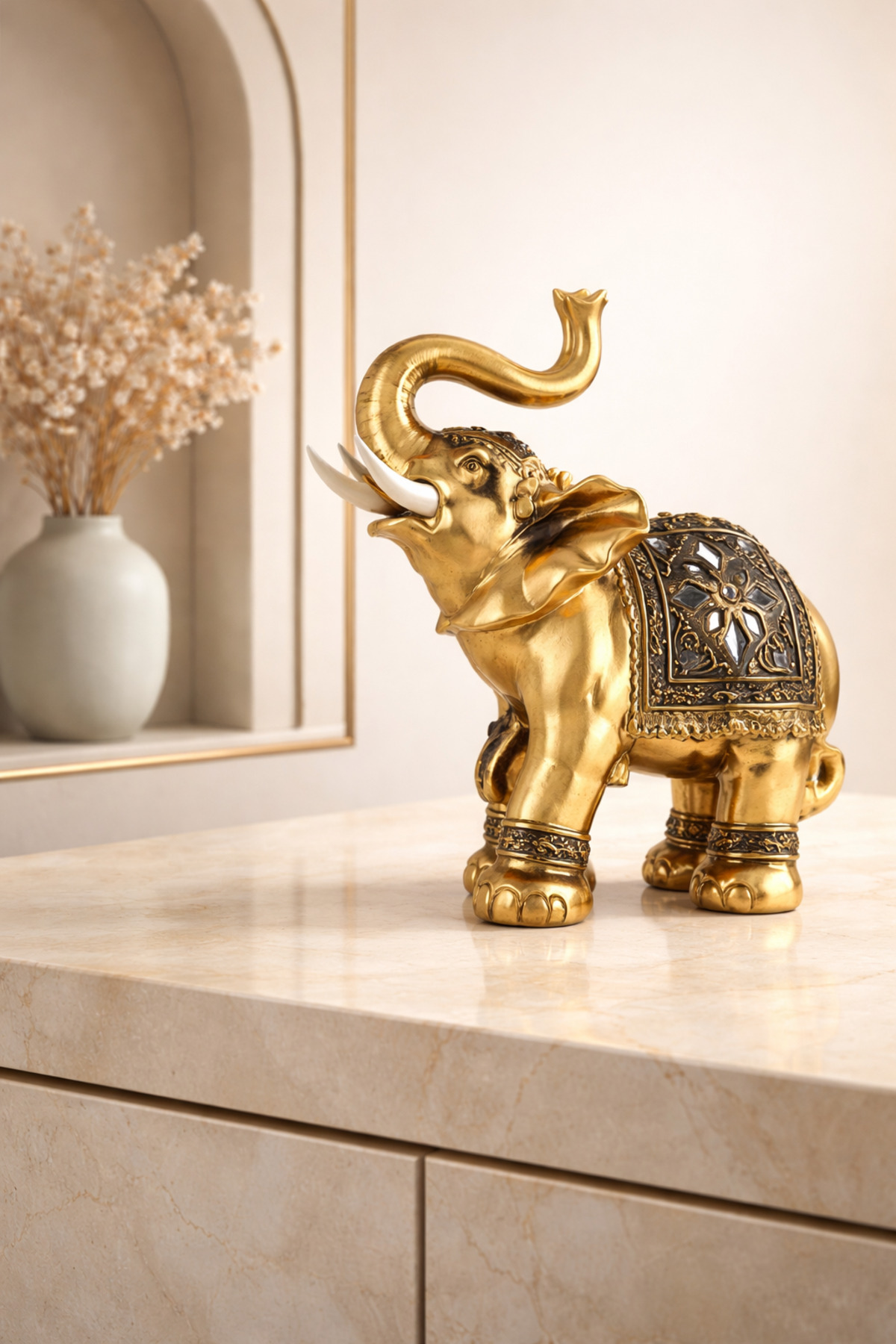 Polyester Cast Bronze Elephant Family Decorative Elephant Trinket