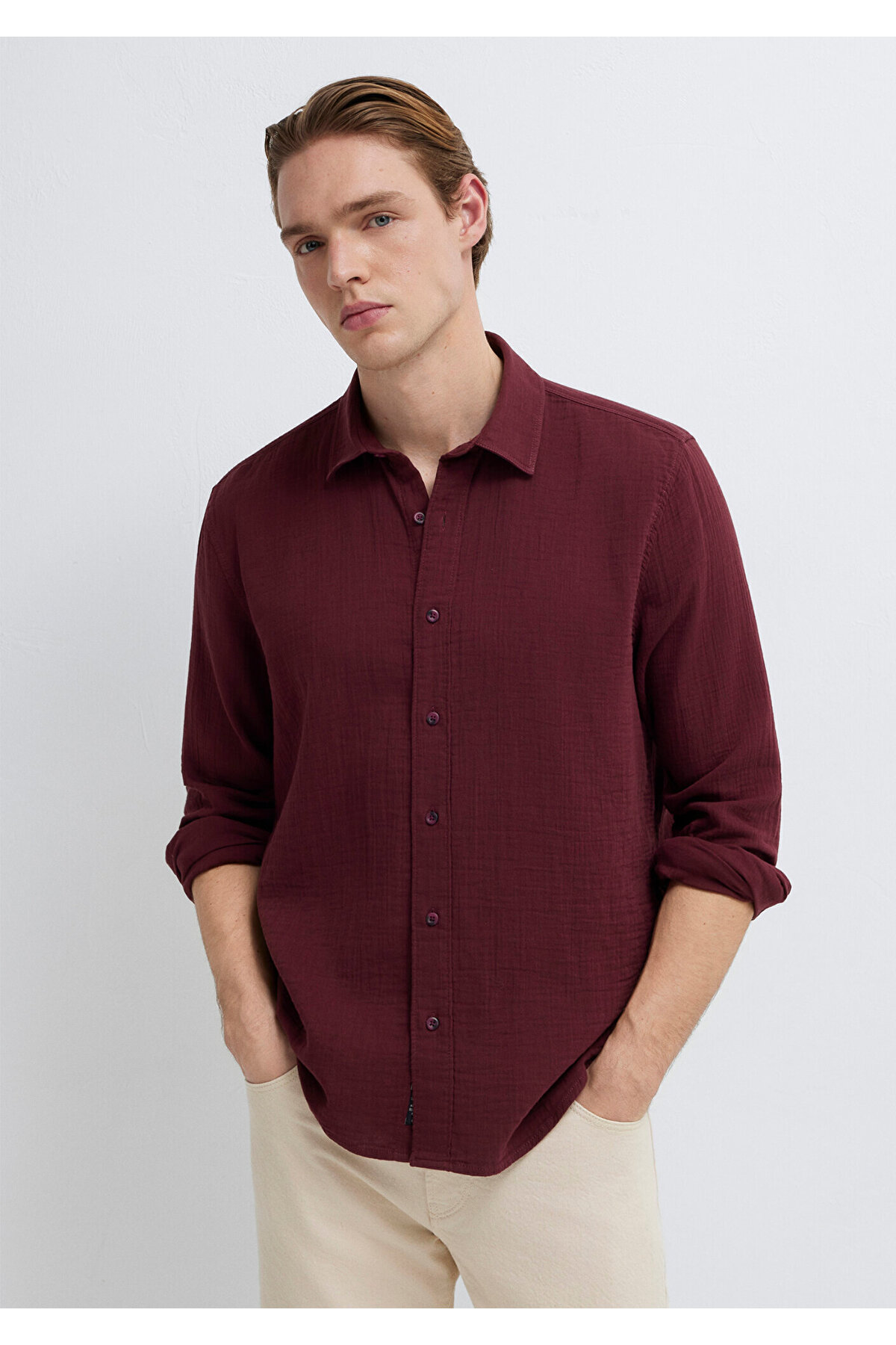 Mavi  Bordo Gömlek Regular Fit / Normal Kesim 0211518-70426