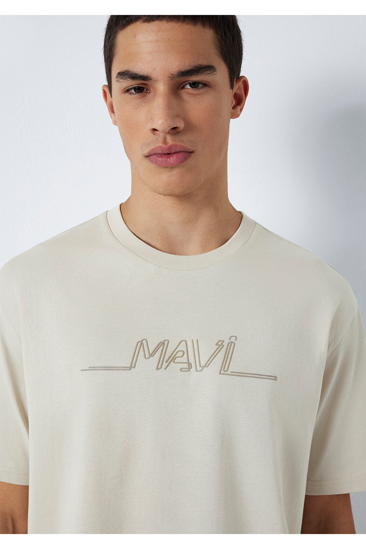 Mavi  Baskılı Bej Tişört Loose Fit / Bol Rahat Kesim 0613128-70144 - Görsel 6