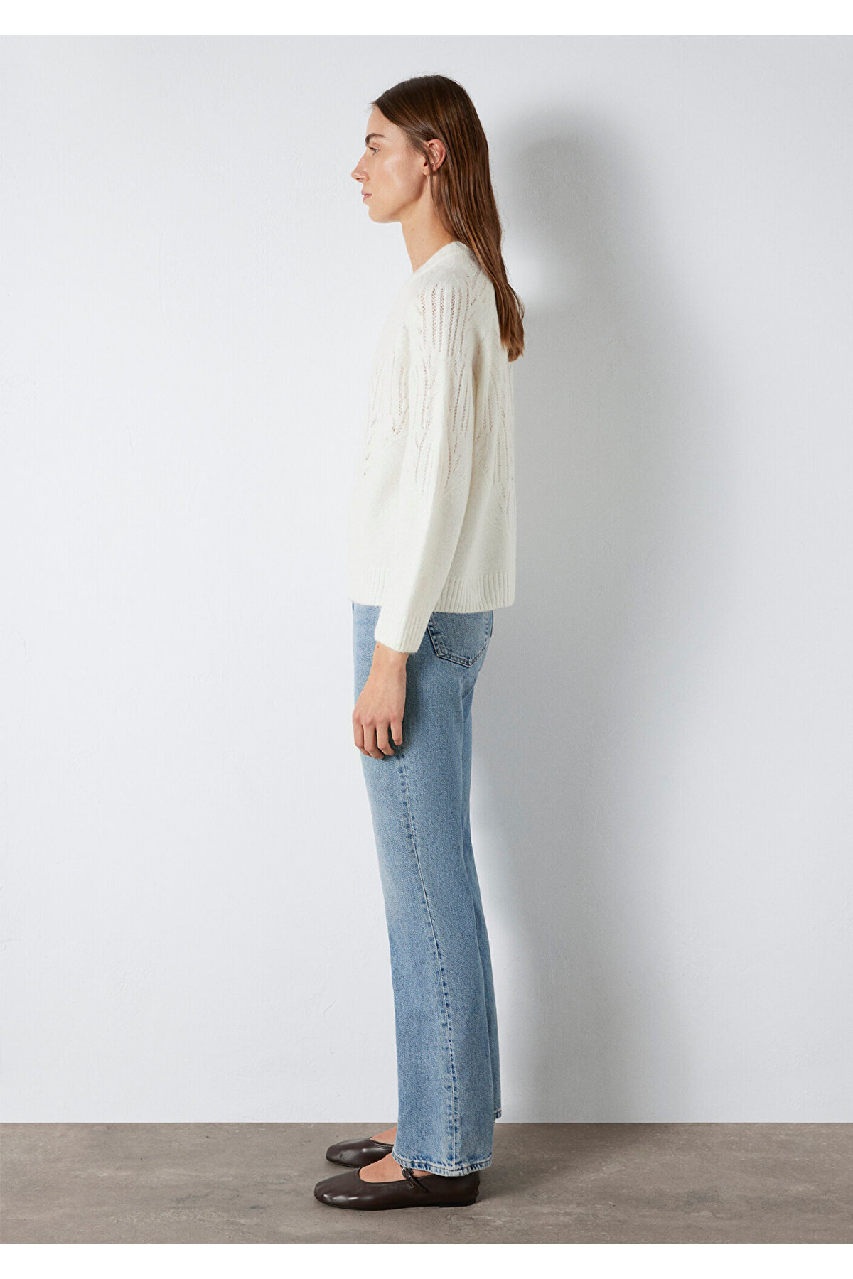 Mavi  Örme Detaylı Ekru Kazak Loose Fit / Bol Rahat Kesim 1710852-70057 - Görsel 4