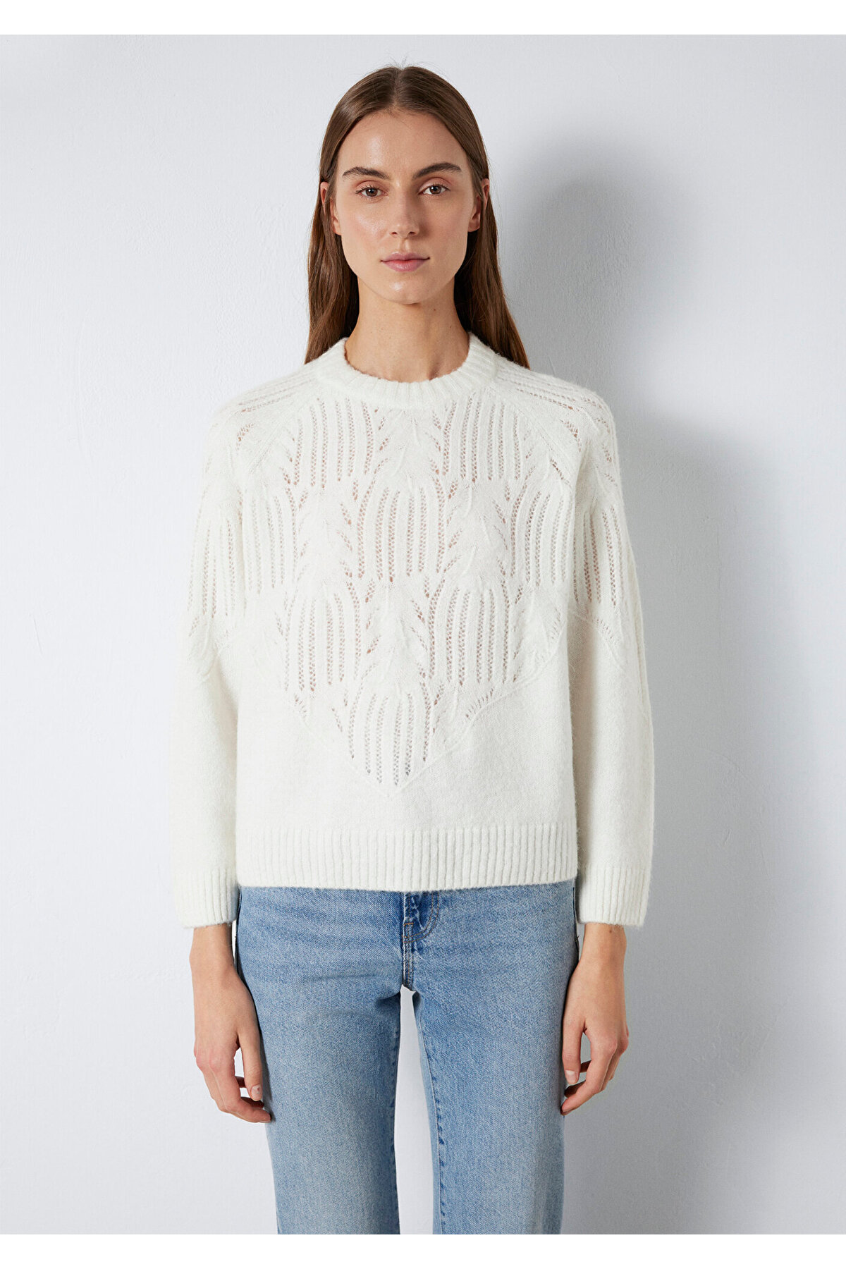 Mavi  Örme Detaylı Ekru Kazak Loose Fit / Bol Rahat Kesim 1710852-70057 - Görsel 3