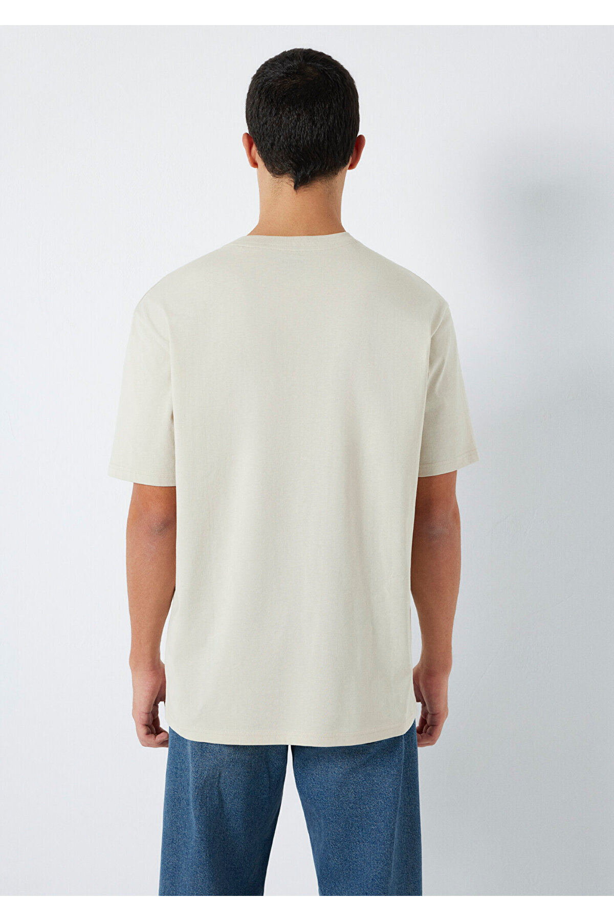 Mavi  Baskılı Bej Tişört Loose Fit / Bol Rahat Kesim 0613128-70144 - Görsel 5