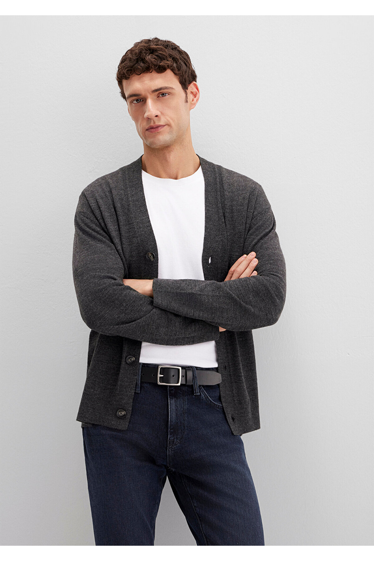 Mavi  Yün Karışımlı Antrasit Hırka Regular Fit / Normal Kesim 0710317-80023 - Görsel 4