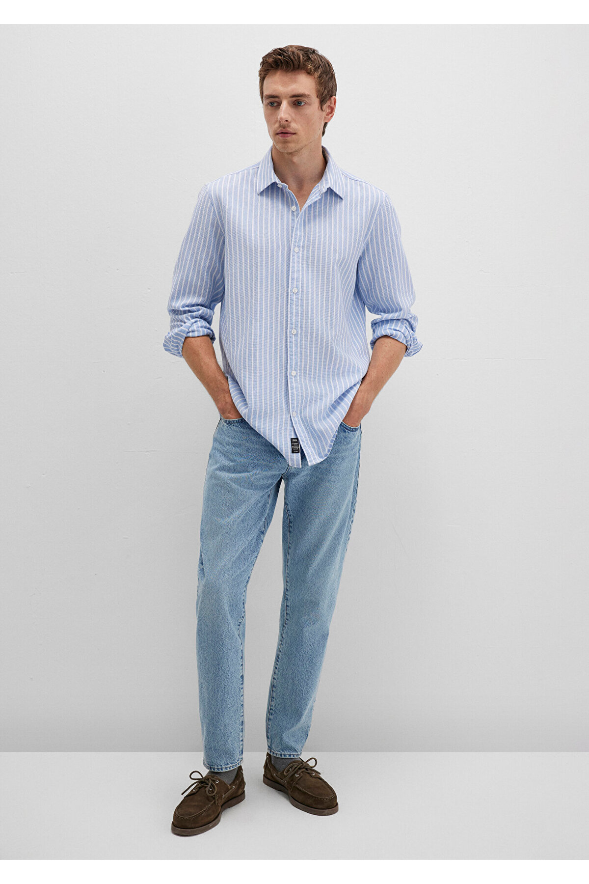 Mavi  Çizgili Gömlek Regular Fit / Normal Kesim 0211693-90912 - Görsel 2