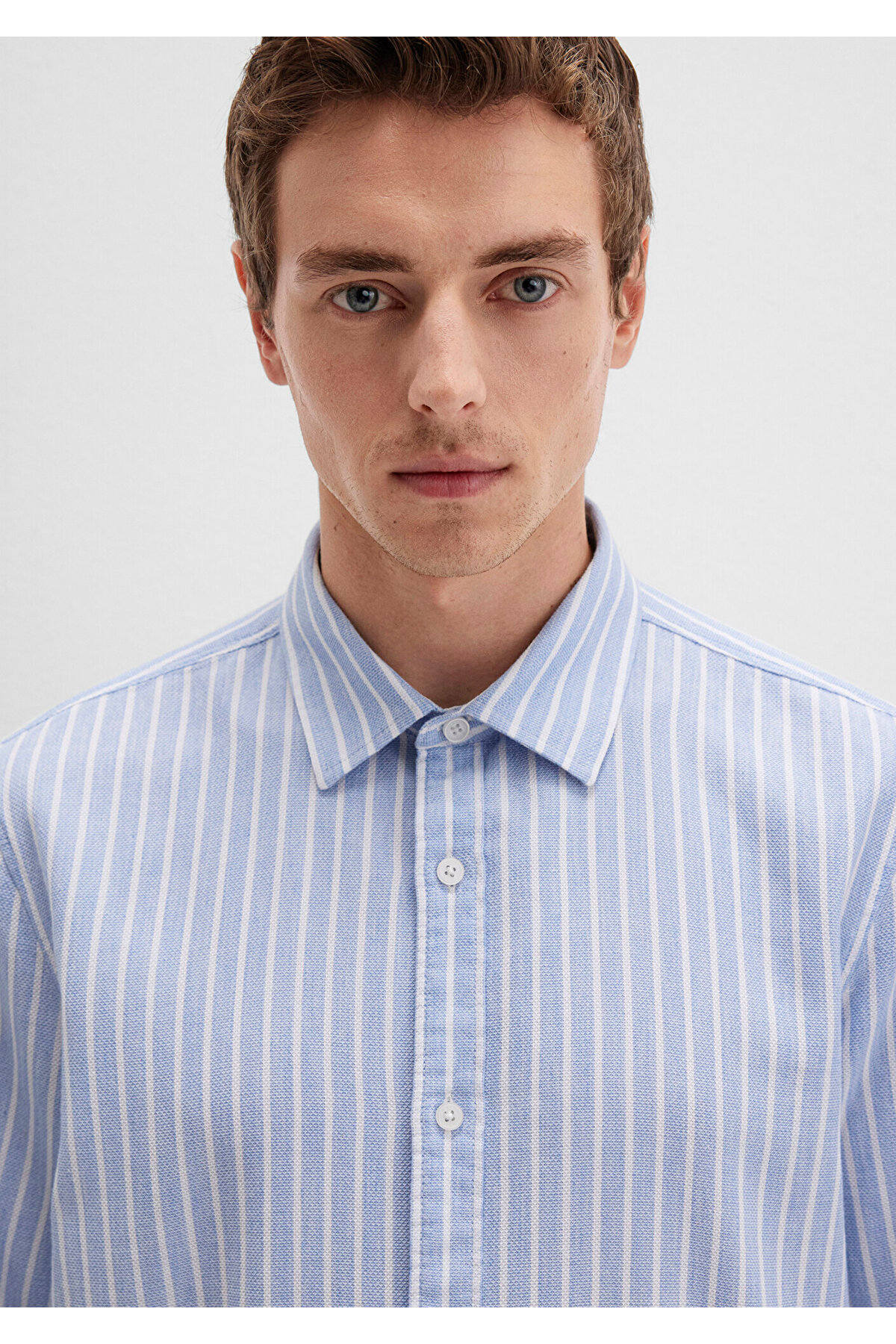 Mavi  Çizgili Gömlek Regular Fit / Normal Kesim 0211693-90912 - Görsel 6