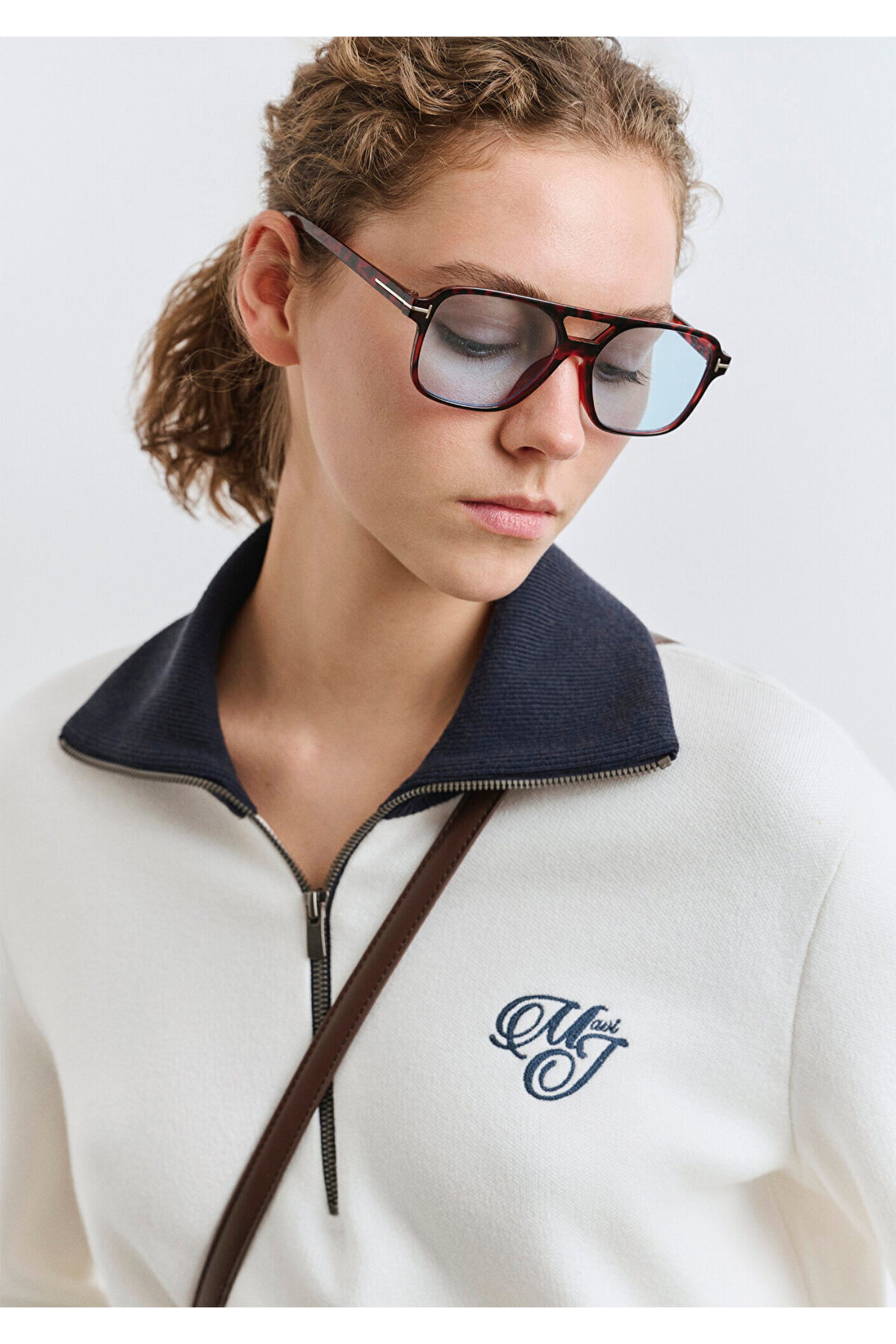 Mavi  MJ Nakışlı Yarı Fermuarlı Kazak 1710687-70057 - Görsel 6