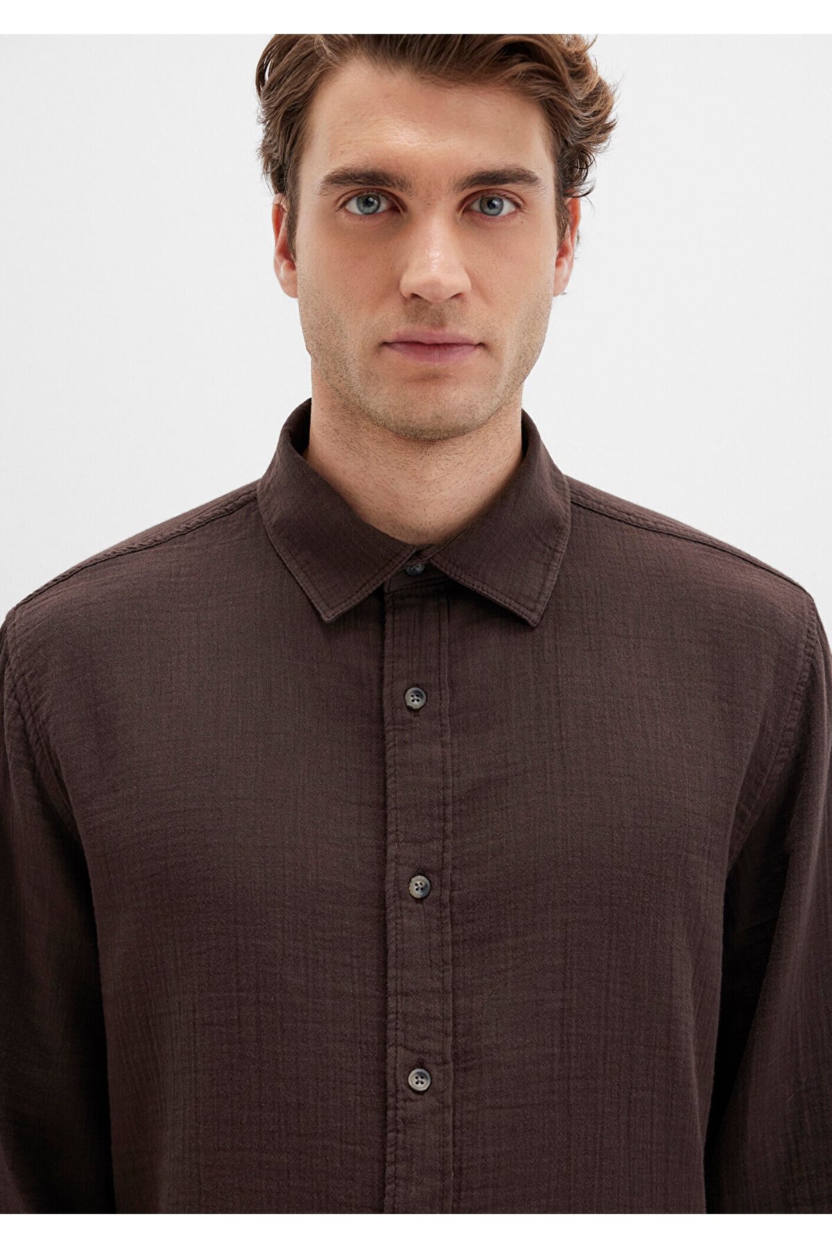Mavi  Kahverengi Gömlek Regular Fit / Normal Kesim 0211518-87537 - Görsel 5