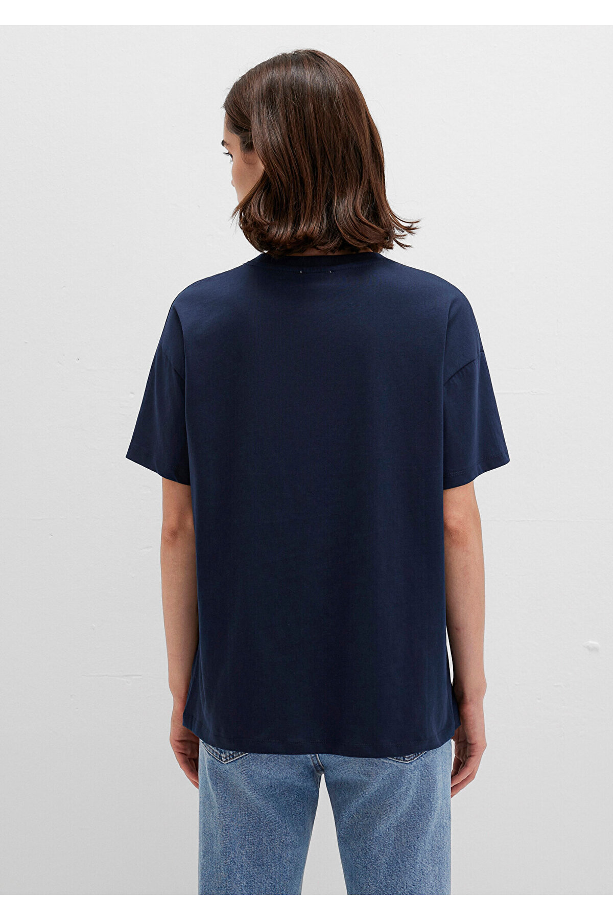 Mavi  Logo Baskılı Lacivert Tişört Loose Fit / Bol Rahat Kesim 1611309-70490 - Görsel 4