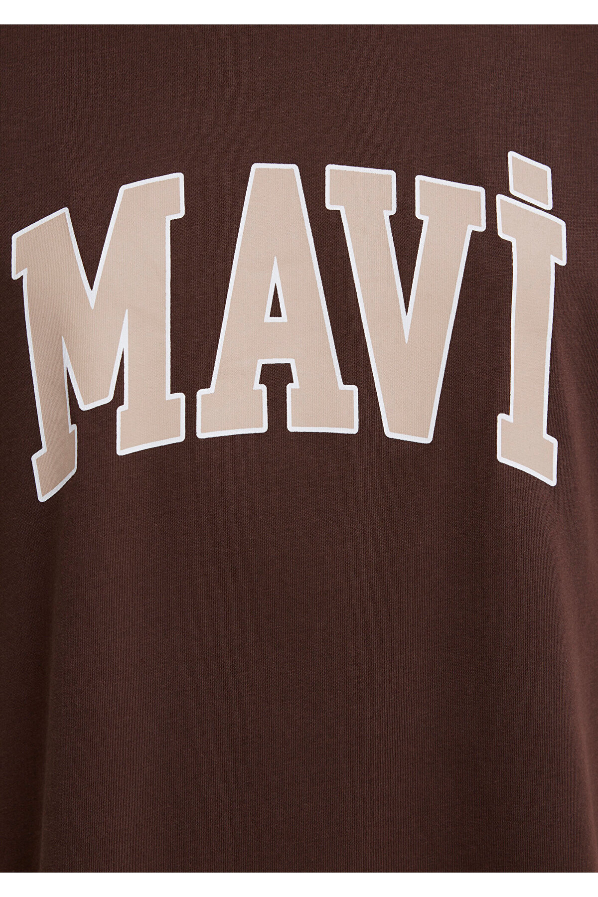 Mavi  Logo Baskılı Kahverengi Tişört Oversize / Geniş Kesim 1600843-88062 - Görsel 7