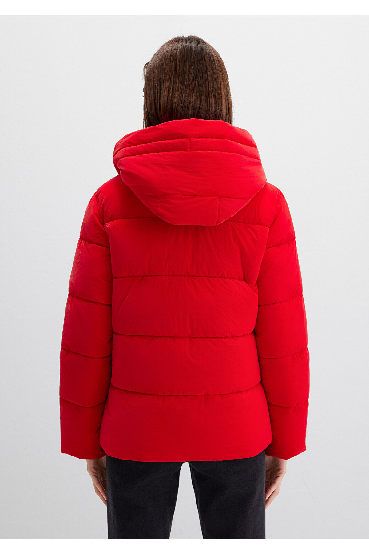 Mavi  Kapüşonlu Kırmızı Şişme Mont 1110043-81773 - Görsel 4