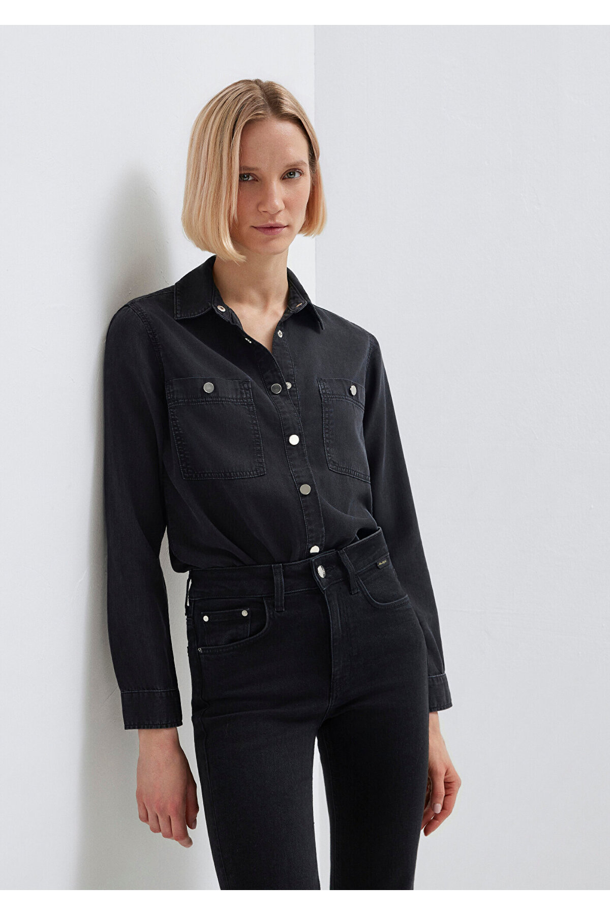 Mavi  Betty Gold Klasik Antrasit Jean Gömlek Fitted / Vücuda Oturan Kesim 1210818-87811 - Görsel 2