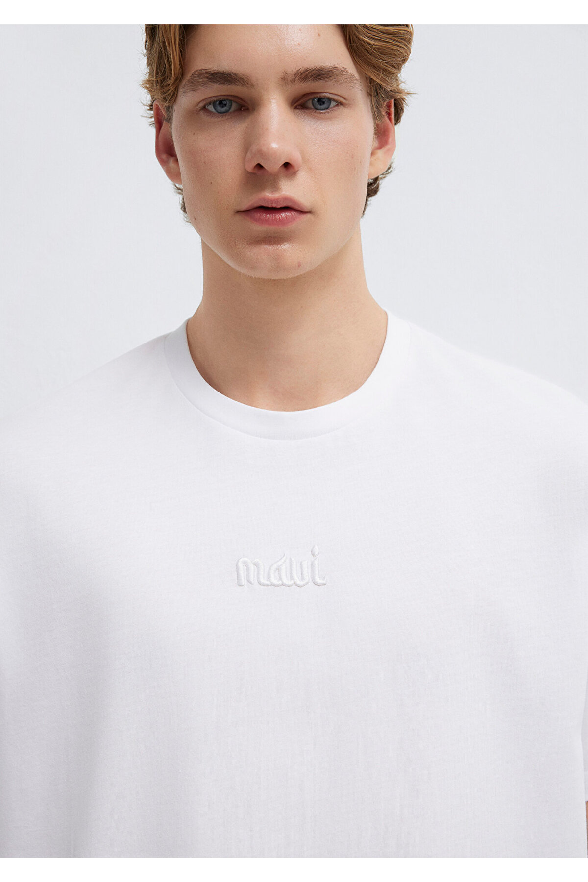 Mavi  Logo Baskılı Beyaz Tişört Loose Fit / Bol Rahat Kesim 0610100-620 - Görsel 7