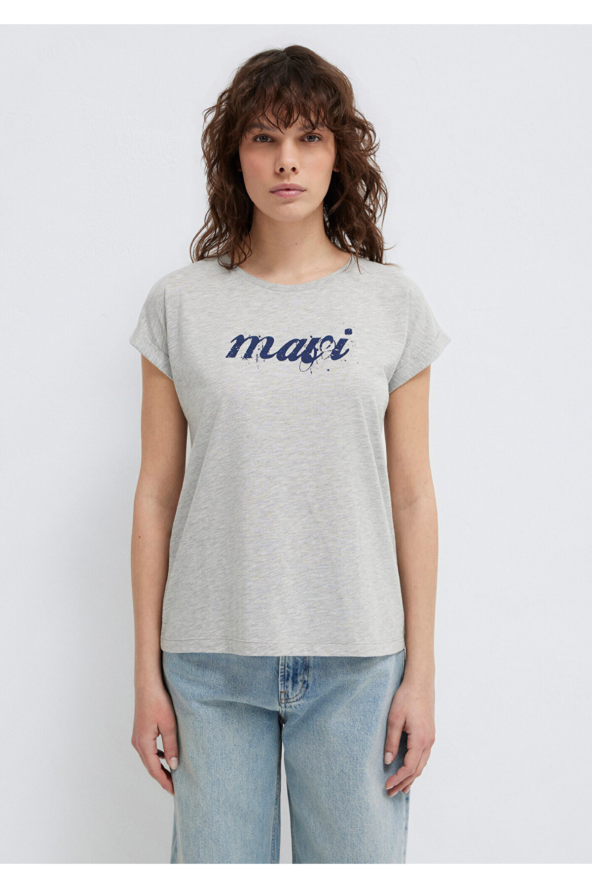 Mavi  Logo Baskılı Gri Tişört Loose Fit / Bol Rahat Kesim 166422-25702 - Görsel 3