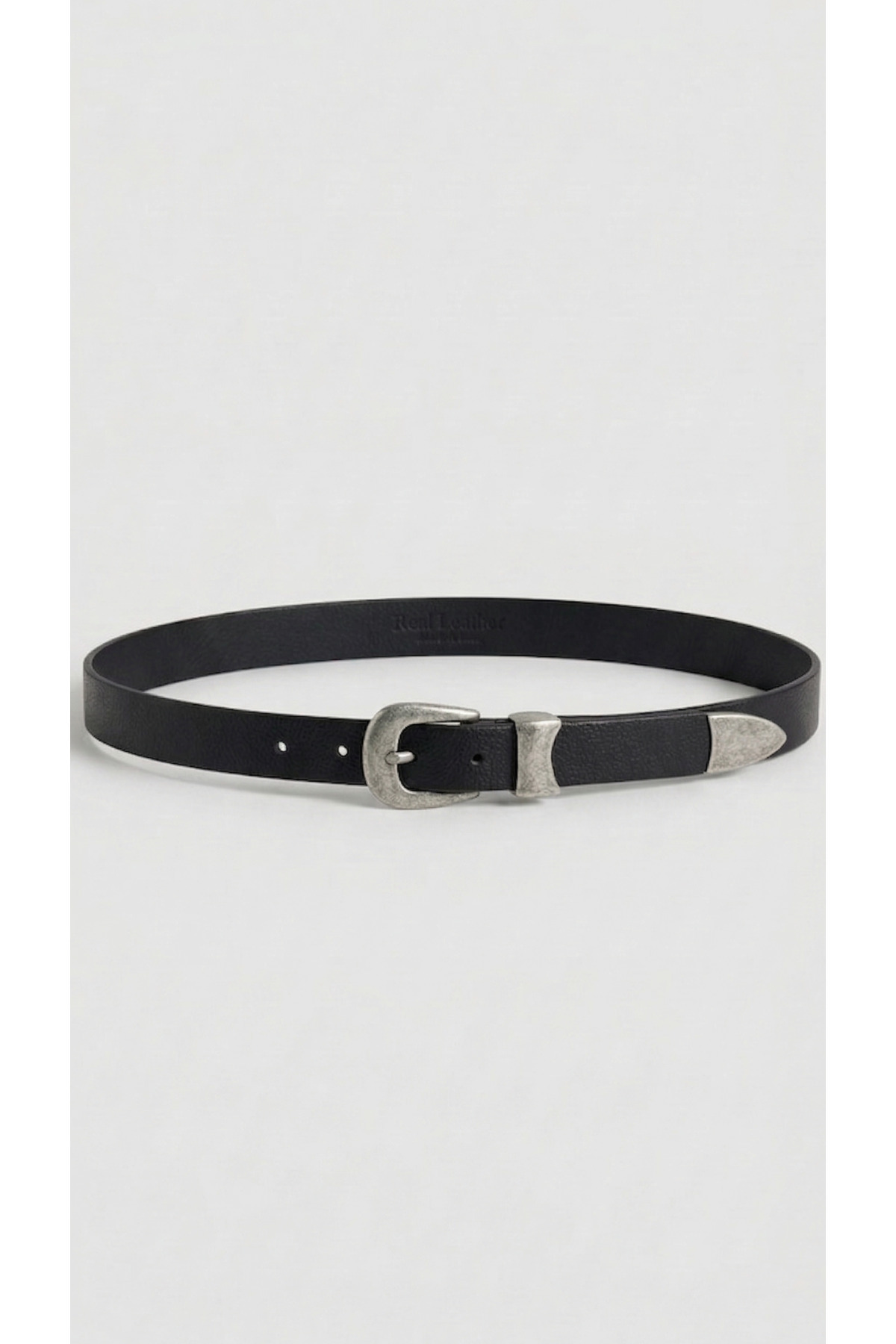 100% Genuine Leather Women's Belt | Antique Silver Bridge and End Detail | 2cm Elegant Design