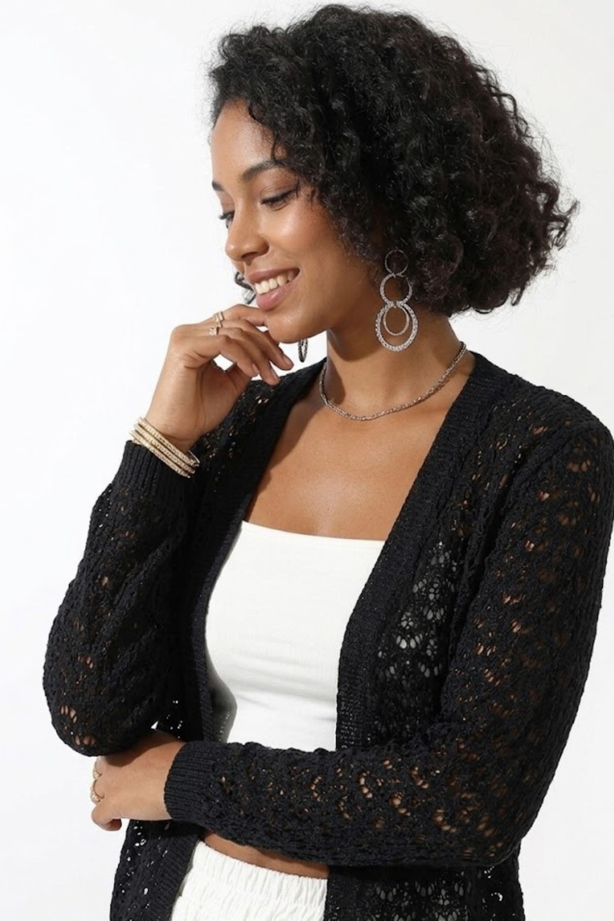 Devinka  Kadın Siyah Dantel Hırka - Görsel 3