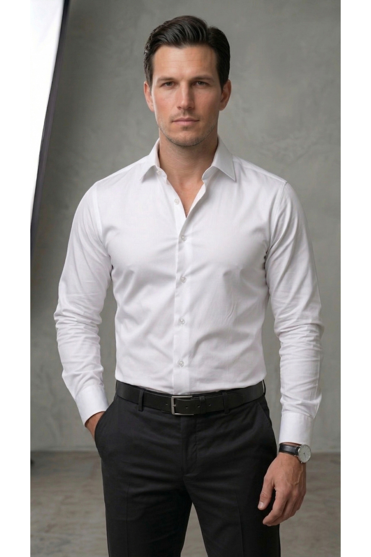 viyamen Erkek Slim Fit Klasik Saten Gömlek görsel 3