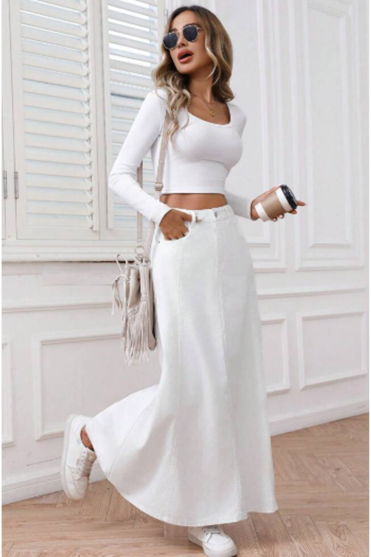 VELLICHOR  PARÇALI UZUN DENİM ETEK - Görsel 6